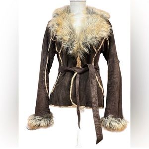 Wilson’s 100% Genuine Leather Jacket with Faux Fur Trimming Size Small